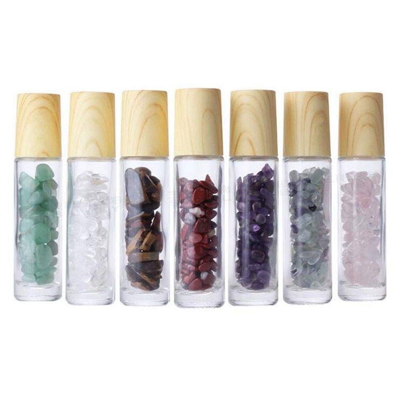 Glass Roller Bottle With Gemstone Balls, 10ml Essential Oil Roll