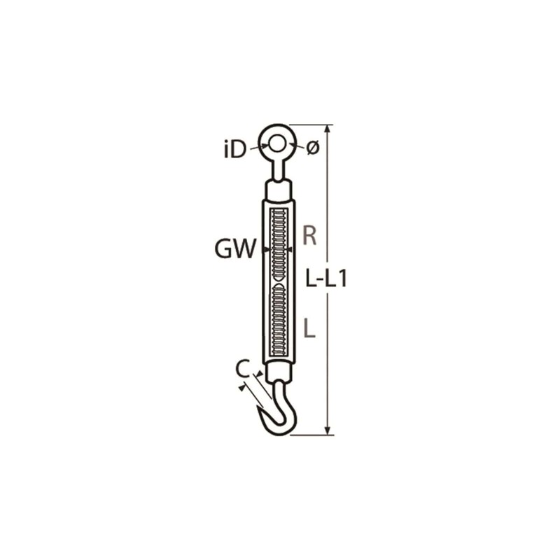 M5 Stainless Steel A4 Turnbuckle with Two Eyelets
