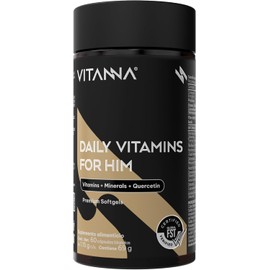 Multivitamínico para Hombre | Quercetina y Adenosina | Vitamina y Minerales | Certificado FST | Energía y Bienestar Diario | 60 Cápsulas | 2 Meses