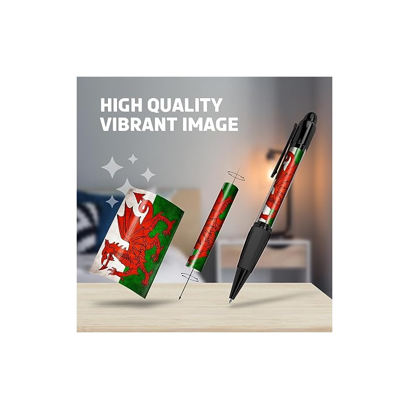 1x Black Ballpoint Pen (Photo Insert) - Distressed Wales Welsh