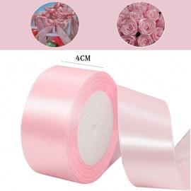 4 cm Pink Satin Ribbon, Satin Decorative Ribbon, Gift Ribbon, Wide Ribbon for Dress, Wedding, Christening and Birthday Gifts, Satin Decorative Ribbon, Gift Wrapping, 22.8 m