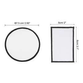MECCANIXITY 20pcs Sublimation Patch Blank, Fabric Iron-on Blank Heat Transfer Repair Patch for DIY Crafts Caps Clothes Shoes Bags White with Black Border