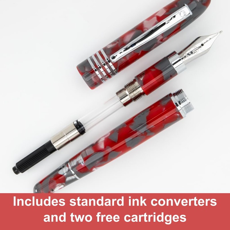 Monteverde USA Ruby Mountain Fountain Pen, Medium JoWo Nib, Red