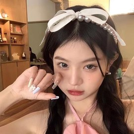 Bow Pearl Headbands for Women Girls Hairbands for Women's Hair Accessories Pearl Beaded Headband Hair Bands Hoops Bow Hairband for Women Girls Thin Headband Hairband for Girls Women