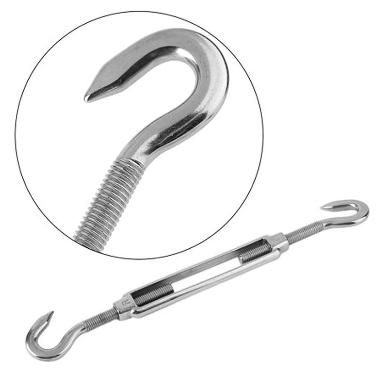 POFET 2pcs M12 Stainless Steel 304 Hook & Hook Turnbuckle