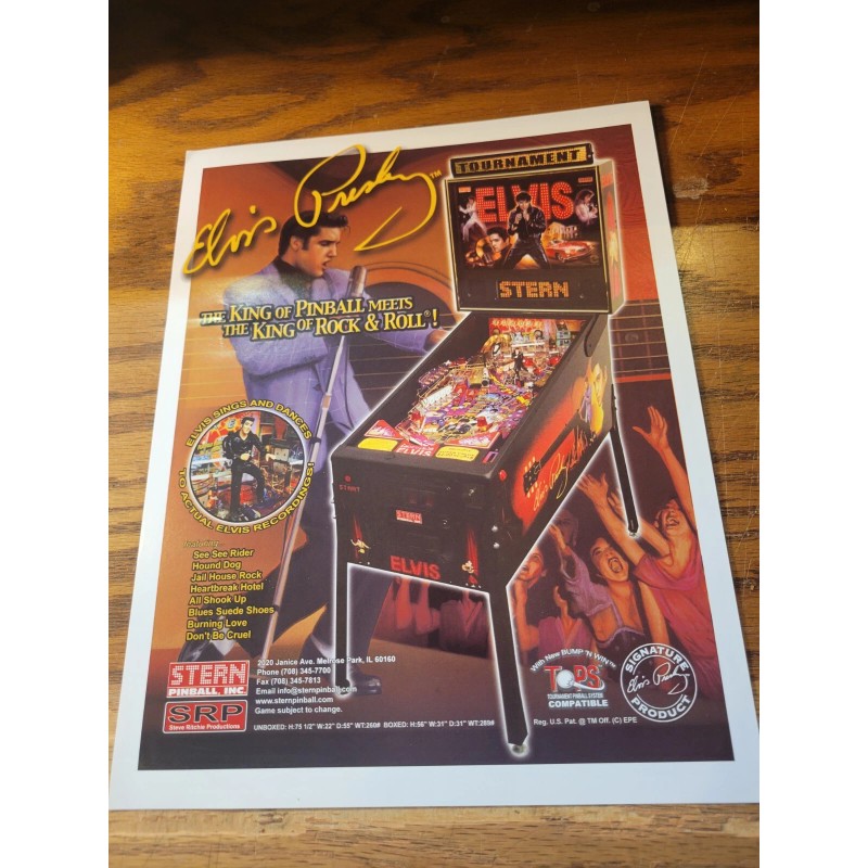 Stern Elvis Pinball Machine Flyers 2 of them...FREE US shipping