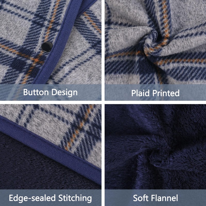 forestfish Wearable Blanket Poncho With Pockets And Buttons, Flannel Shawl