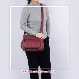 VOLGANIK ROCK Shoulder Bag Women's PU Leather Shoulder Bag Women's Soft Handbag Women's Shoulder Bag Medium Crossbody Bag Women's Everyday Bag Work Bag Shopping Bag, red