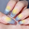 Blue Lemon Handmade Nail Tip Reflective Magnet Gel Gradient -