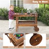 KOTEK Mud Kitchen with Wheels, Toddler Wooden Rolling Mud Table