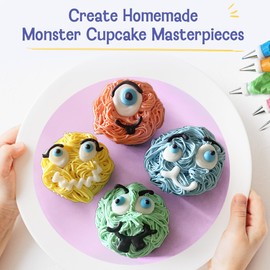Baketivity x Duff Goldman Monster Cupcakes Kit - Cooking Set with Premeasured Ingredients, Decorating Supplies, STEM Activities - Perfect for Girls and Boys