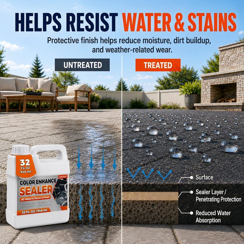 Wet Look Stone Sealer, 1 Gallon, Concrete Sealer & Stone