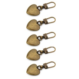 5Pcs Copper Heart Shaped Zipper Pull Replacement Metal Zipper Backpack Zippers Mend Fixer Repair for Coats Jackets Pants Luggage,Zippers，Fasteners