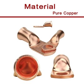 16Pcs 3/0 AWG 5/16" Stud Heavy Duty Copper Wire Lugs with 16Pcs Heat Shrink Tubing 3/0 Gauge Copper Ring Terminals Battery Cable Ends Bare Copper Eyelets Tubular Ring Terminal for Car Boat Marine