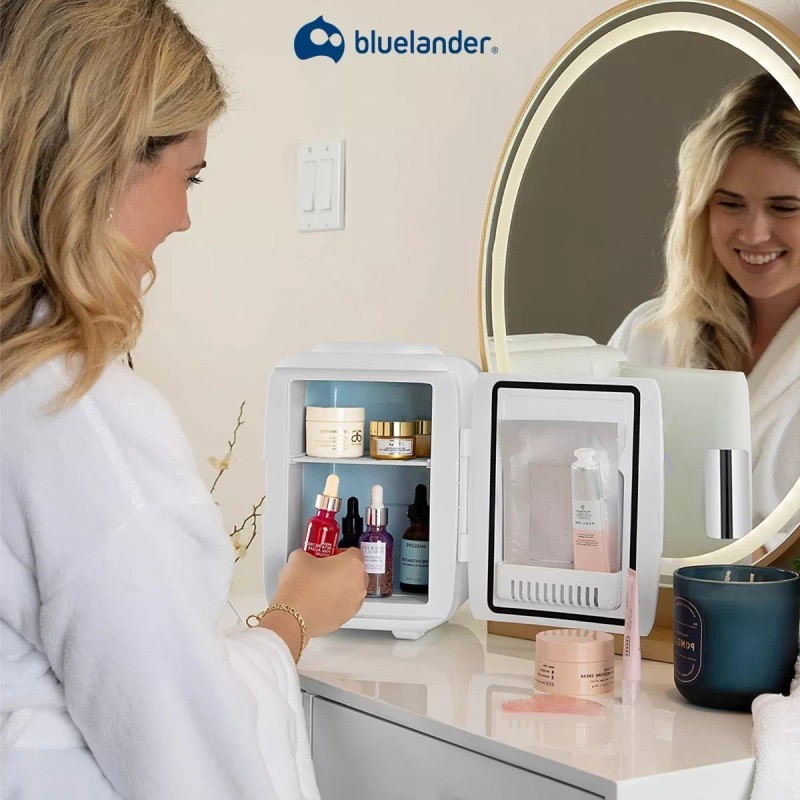 Bluelander Mini Refrigerador Frigobar 4l 6 Latas Casa Cosméticos Blanco