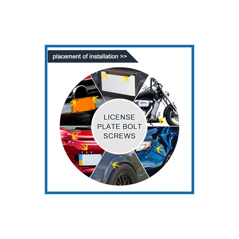 A ABSOPRO Car License Round Head Plate Screw Bolt 4