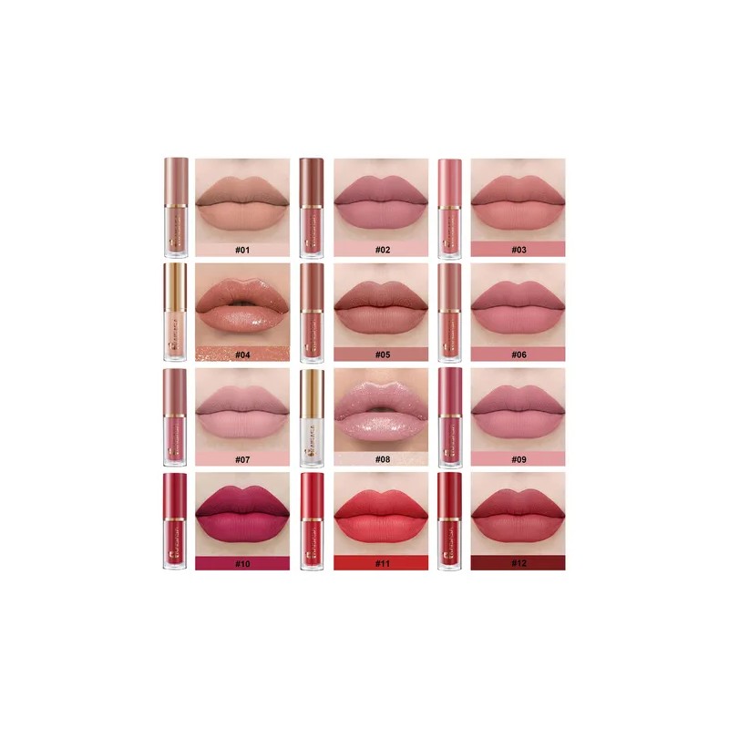 Set De 12 Labiales Mate De Larga Duración Pintalabio Regalo