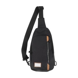 GOLDEN WOLF Chest Sling Bag Adjustable Shoulder Strap Waterproof Messenger Backpack Black