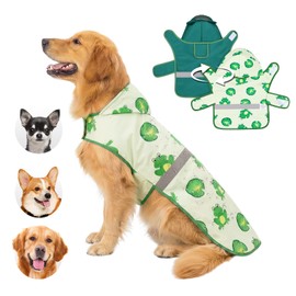 wishkit Impermeable para Perro Reversible, Poncho de Lluvia con Tiras Reflectantes y Capucha, Chuvasquero Ajustable Ligero para Perros Pequeños y Medi
