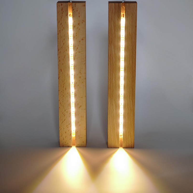 ZEERSHEE 2 Pcs 9.4 Inch Wooden Rectangle LED Light Display
