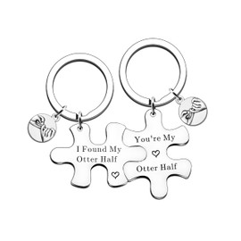 QMVMV Anniversary Keyring Gifts for Boyfriend Girlfriend Husband Wife You're My Otter Half I Found My Otter Half Keyring Set Christmas Birthday Gifts Valentines Day Gifts for Couple