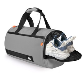 C&F BOGMOST Gym Bag for Men & Women,Compact Sports Small Gym Bag with Shoes Compartment,Lightweight Duffel Bag,Personal Item Travel Bag Weekender Bags for Travel Sports Gym - Light Gray