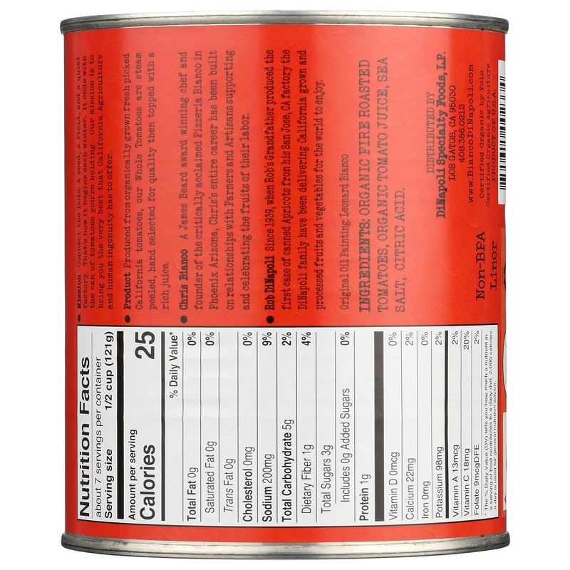 BIANCO DINAPOLI Organic Fire Roasted Chopped Tomatoes, 28 OZ