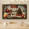 Saoplasa Christmas Backdrop Santa Claus Photography Background Winter Village Scene