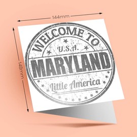 1 x Greeting Card BW - Welcome To Maryland Little America US - Blank Birthday Celebration Anniversary #40138