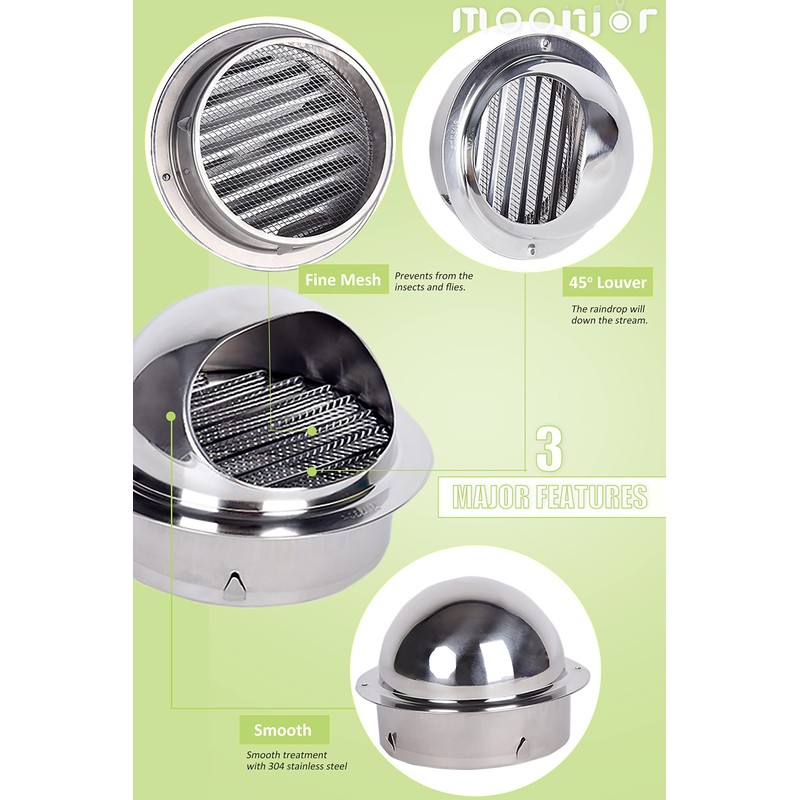 4 INCH Wall Air Vent Cover, Moonjor Thicken 304 Stainless