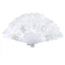 baotongle White Feather Fan Renaissance Rave Hand Foldable Feather Fan for Party Clothing Accessories and Party Decorations