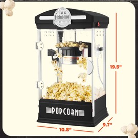 Popcorn Machine - Big Bambino Old-Fashioned Popper with 4-Ounce Kettle, Measuring Cups, Scoop, and Serving Cups by Great Northern Popcorn (Black)