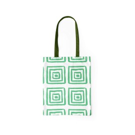 Le Jardin du Lin Bedruckte Einkaufstasche mit Grünen Langen Henkeln, Wiederverwendbare, Tasche, Faltbar, ​Stofftasche, Größe: 34 x 40 Cm