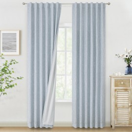 Vision Home Chambray Blue Full Blackout Curtains 84 inch for Bedroom Living Room Darkening Soundproof Window Panels Thermal Insulated Rod Pocket Back Tab Grayish Blue Drapes 2 Panels 50" Wx84 L