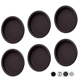 Enconker 6 Pack Closet Door Finger Pull 2-1/8”, Sliding Door Hardware Oil Rubbed Bronze, Round Insert Bypass Closet Door Handle, Easy Snap-in Installation for 5/16”Depth x 2-1/8" Diameter Opening Hole
