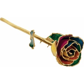 Gold Dipped Rose 24K Real Flower, 12 inch long stem, 24k Gold Plated Real Rose, Gifts for Mom, Birthday Gift for Women, Mothers and Valentines Day, Rose for Anniversary (Rainbow Lacquer)