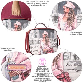 Nicole Lee Travel Handbag Crossbody Set with 3 Fashion Print Makeup Pouches, Women's Cosmetic Toiletry Organizer (Sara is Soft but Strong)