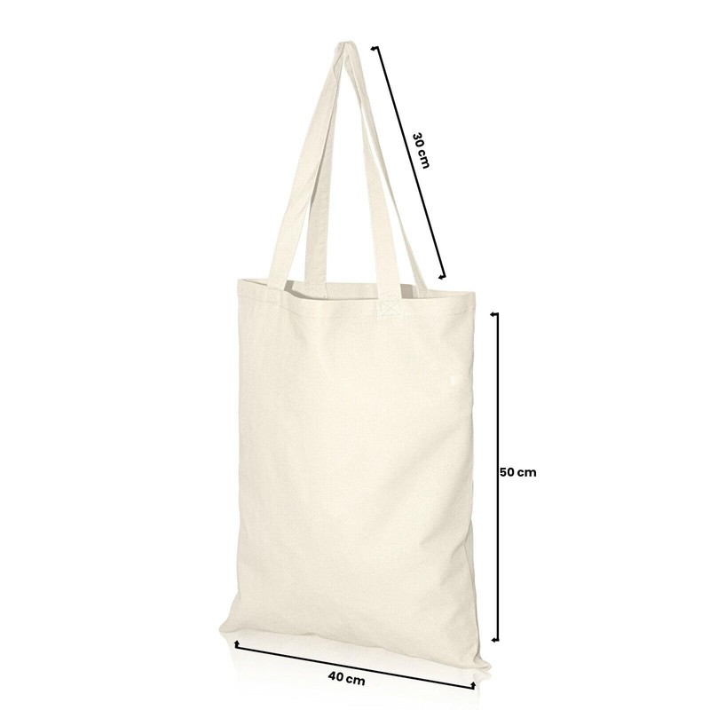 Pack of 10 Long Lasting 100% Cotton Canvas Tote Reusable