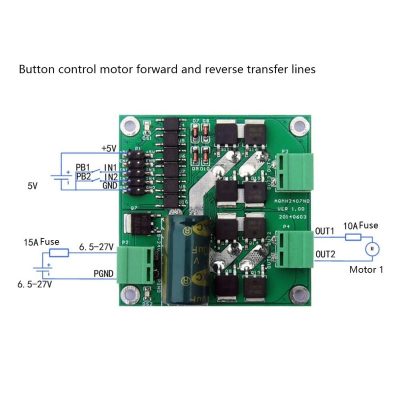 12/24V 7A 160W Dual DC Motor Module Drive Board,H Bridge