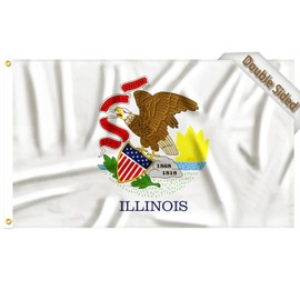 FLAGWIN Illinois Flag 3x5 FT - 3 Ply Double Sided Polyester Illinois State Flag with Brass Grommets - Vivid Color and Fade Proof State of Illinois Flag 3x5 Outdoor