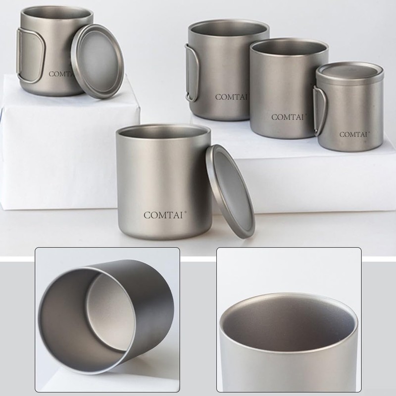 SPORTARC Portable Camping Water Cup Titanium Cup Double Wall Titanium