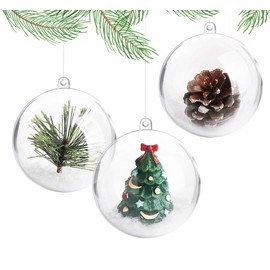 Christmas Baubles for Filling, Christmas Baubles for Painting, Pack of 20 Baubles for Filling, for Christmas Tree Decorations, Wedding, Transparent, Plastic, 8 cm