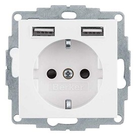 Berker Schuko/USB 48038989 S.1 socket, polar white gl. S.1 socket, 4011334510611