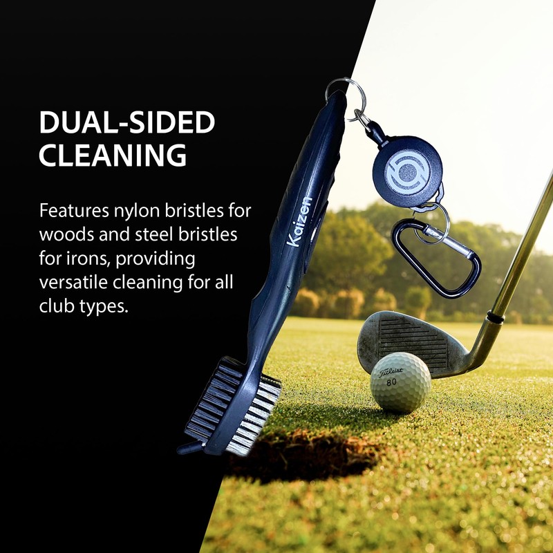 Kaizen Golf Club Cleaning Brush - Extendable, Dual-Sided Nylon &