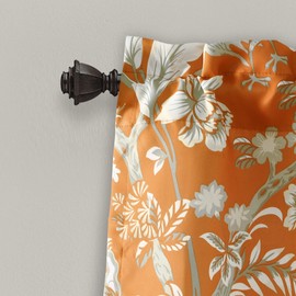 Lush Decor Dolores Light Filtering Valance Curtains Single, 52" W x 18" L Orange - Valances for Windows - Vintage Valance Floral - Coquette Decor