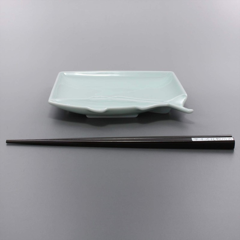 Hasamiyaki 303346C501 Fish Plate (Toto Plate), Square Plate, Aji, Celadon