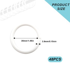 KLEHOPE Pack of 48 Shower Curtain Hooks, Shower Curtain Rings 38 mm, Curtain Rings C-Shaped Opening, Multifunctional Buckle Curtain Rings, for Shower Curtains, Door Curtains, Curtains