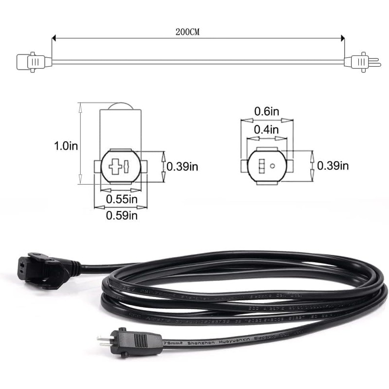 Universal Power Cord for Recliner Chair - 2-Pin Power Adapter