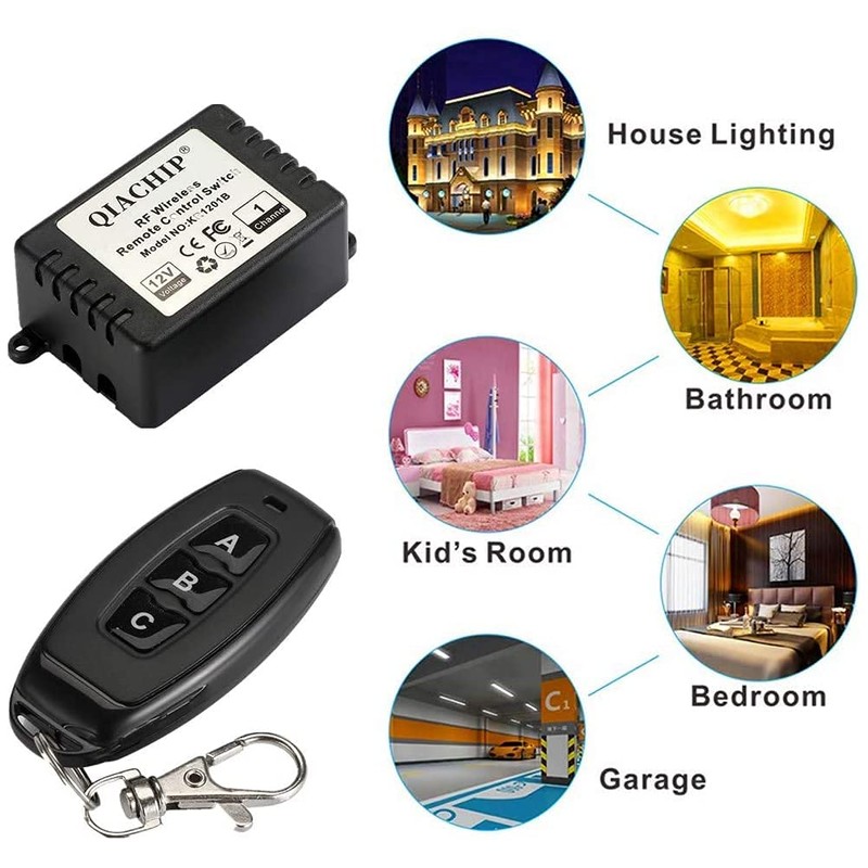 QIACHIP DC 12V 1CH 433Mhz RF Wireless Relay Module Remote