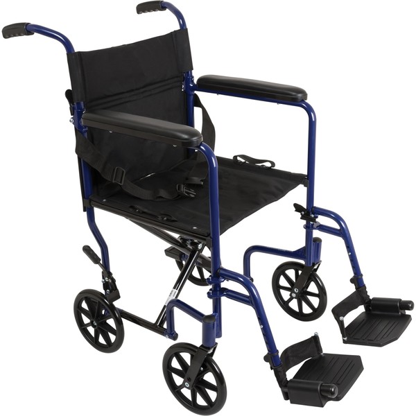 ProBasics Transport Wheelchair Lightweight Foldable with 19 inch Seat -